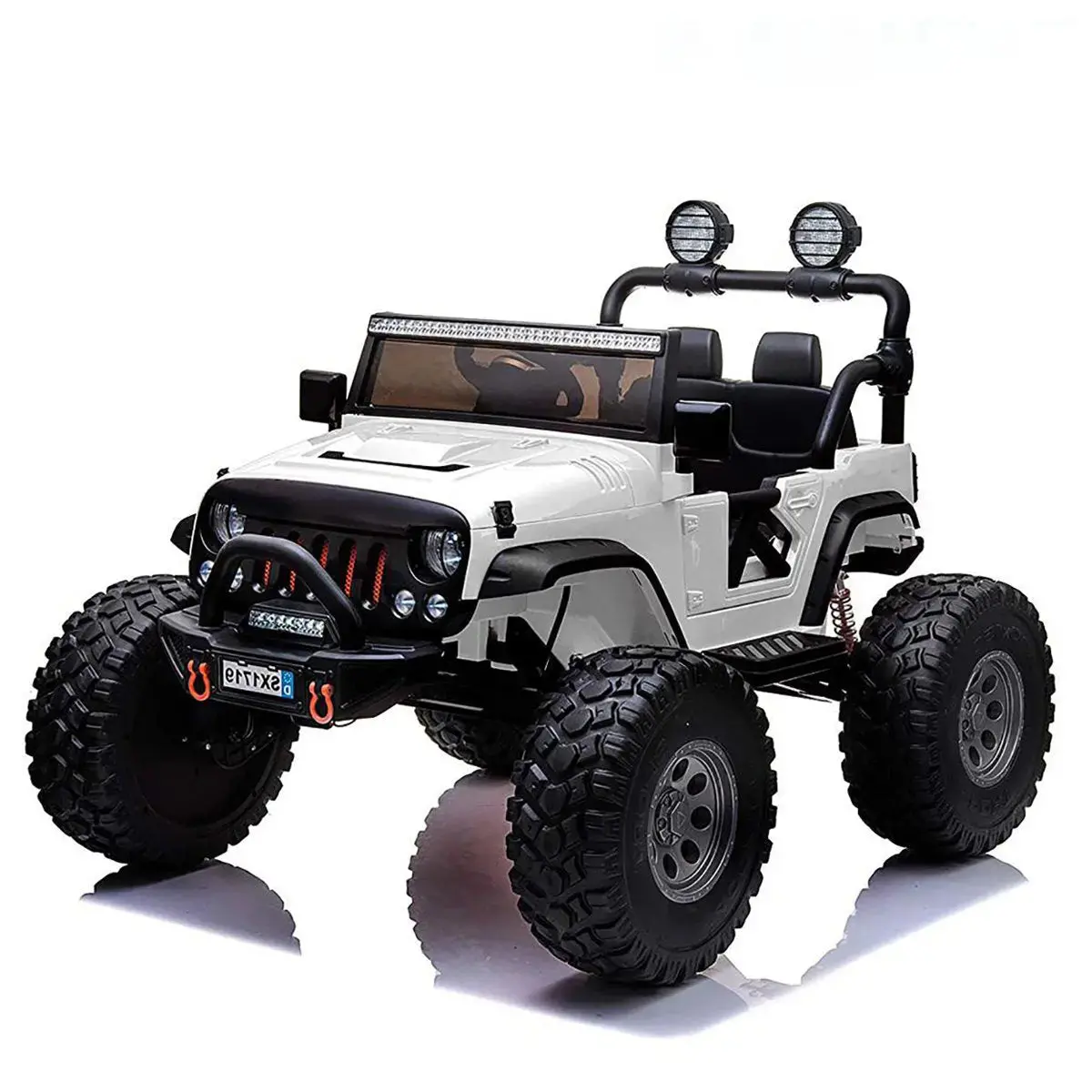 Lifted Jeep Monster Edition Ride On Car 12V 2 Seater  White - Kids On Wheelz 1