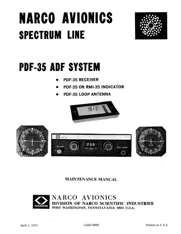 Narco Pdf-35 Adf System Maintenance Manual (Nrpdf35-M-C) 1