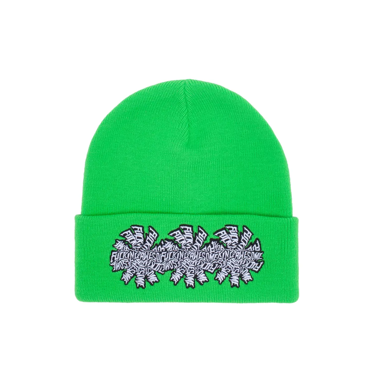Fucking Awesome Three Spiral Cuff Beanie Neon Green 1