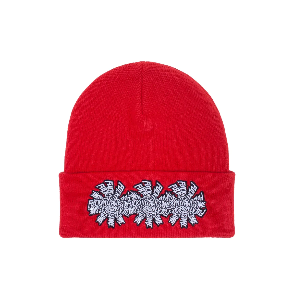 Fucking Awesome Three Spiral Cuff Beanie Red 1