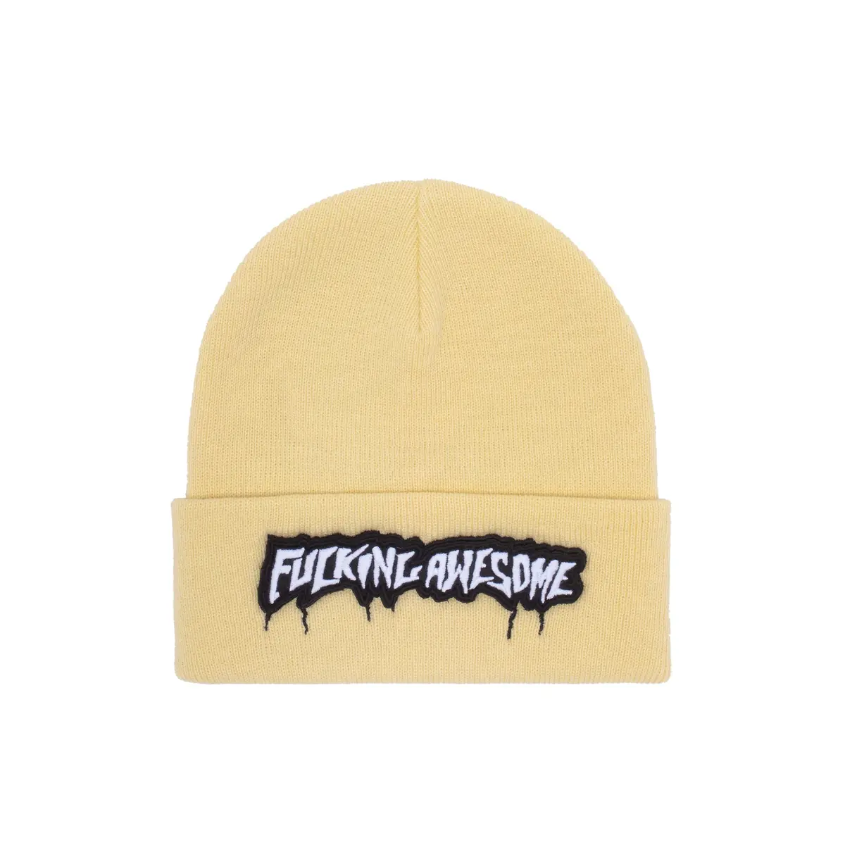 Fucking Awesome Velcro Stamp Cuff Beanie Cream 1