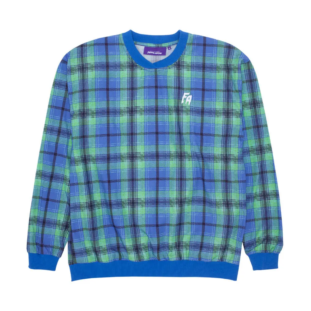 Fucking Awesome Golf Pullover Blue Flannel Print 1