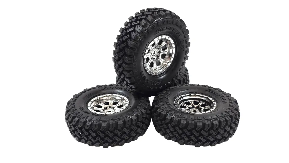 Axial 1.9 Falken Wildpeak M/T Tires Glued To Chrome Wheels 12Mm Hex 1