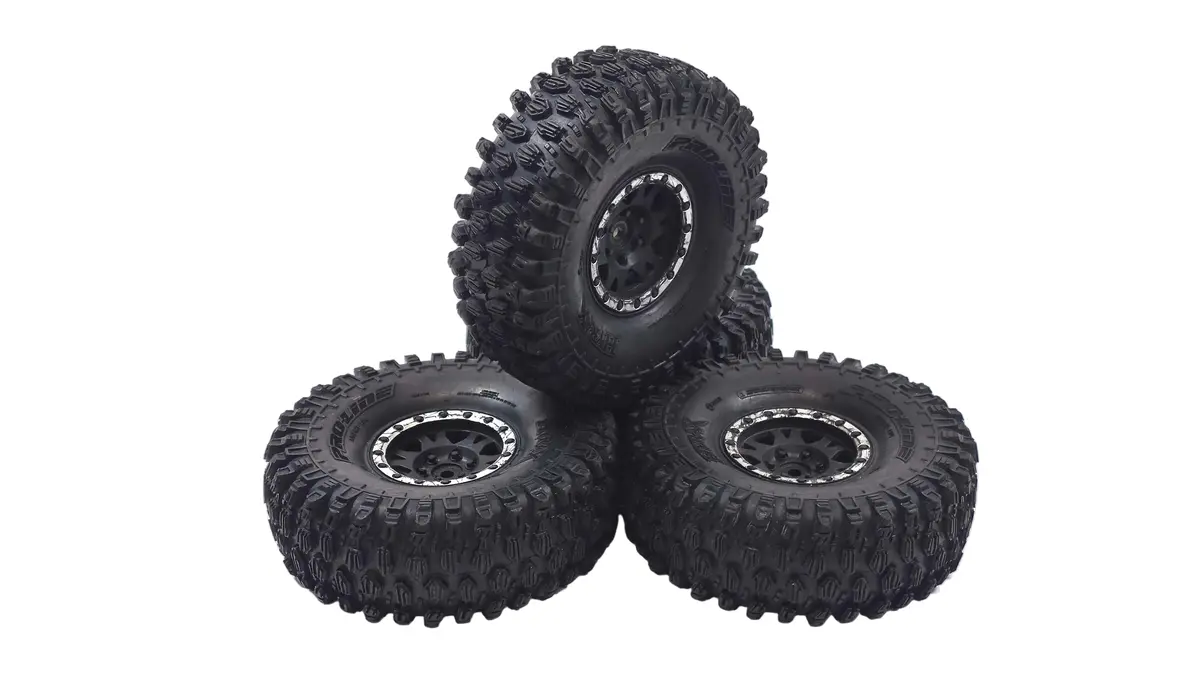 Proline 1.9 Hyrax Tires W/ Proline Plastic Bead Lock Wheels & Brass Weights 1