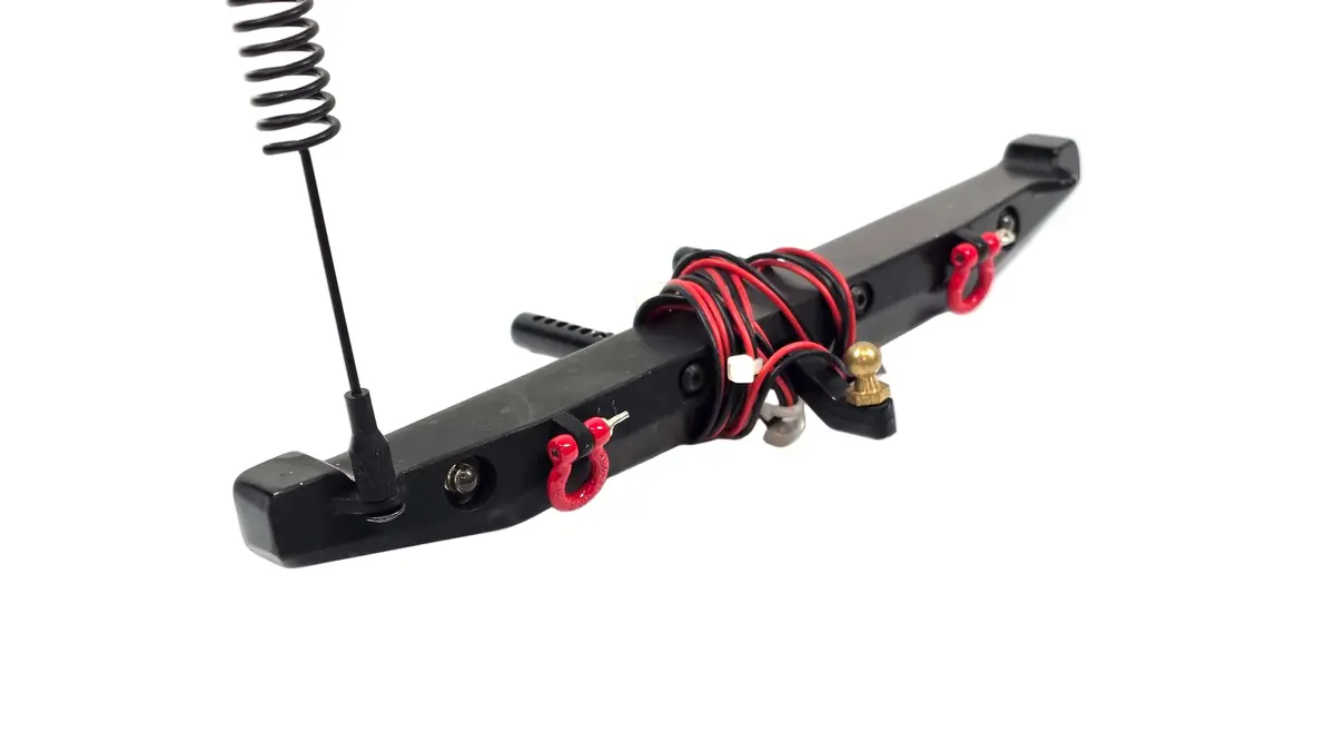 Scale Aluminum Rear Bumper W/ Led's, D-Rings, Hitch, & Antenna 1