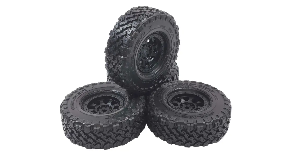 1.9 Vanquish Falken Wildpeak M/T Tires W/ Plastic Bead Lock Wheels 1