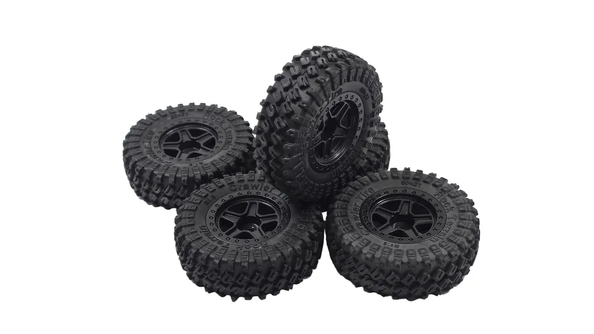 Set Of 5 1.3 Crawler Tire Rock Terrain Scale Mini Tires & Wheels (Un-Glued) 1