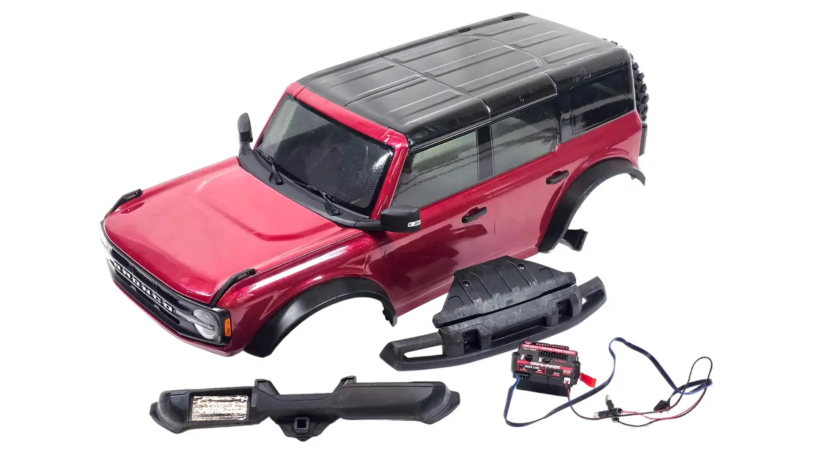 Traxxas 2021 Ford Bronco Scale Lexan Body W/ Bumper, Quick Release Body Mounts & Pro Scale Led Light Kit 1