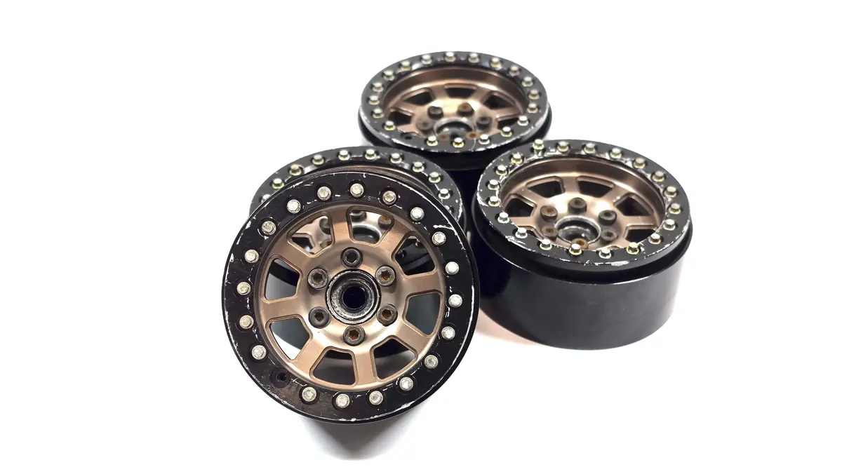 Ssd Rc 1.9 Aluminum Bead Lock Wheels W/ Scale Hardware & Hubs Set Of 4 1