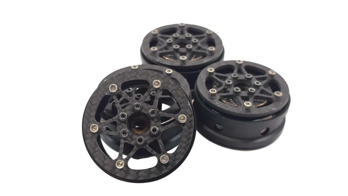 Punks Customs 3D Carbon Fiber & Aluminum High Clearence Hollow 6 Spoke Bead Lock Wheels W/ Hubs 1