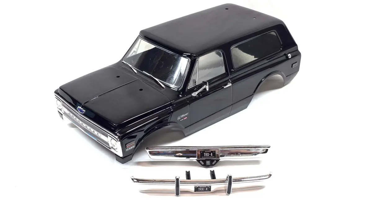 Traxxas Trx4 1972 Chevy Blazer Blacked Out Scale Lexan Body W/ Led Lights & Bumper Set 1