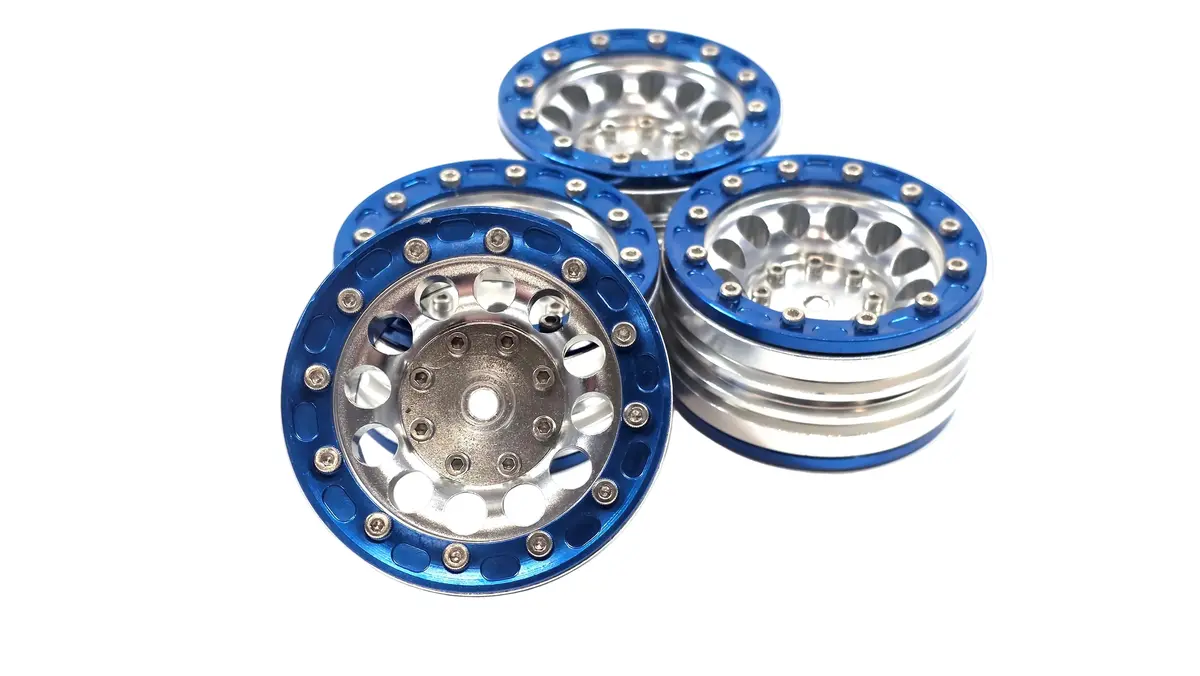 1.9 Aluminum Bead Lock Wheels W/ Blue Rings Set Of 4 1