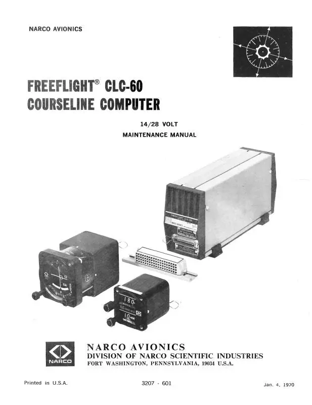 Narco Freeflight Clc-60-60A 1970 Maintenance Manual (3207-601) 1