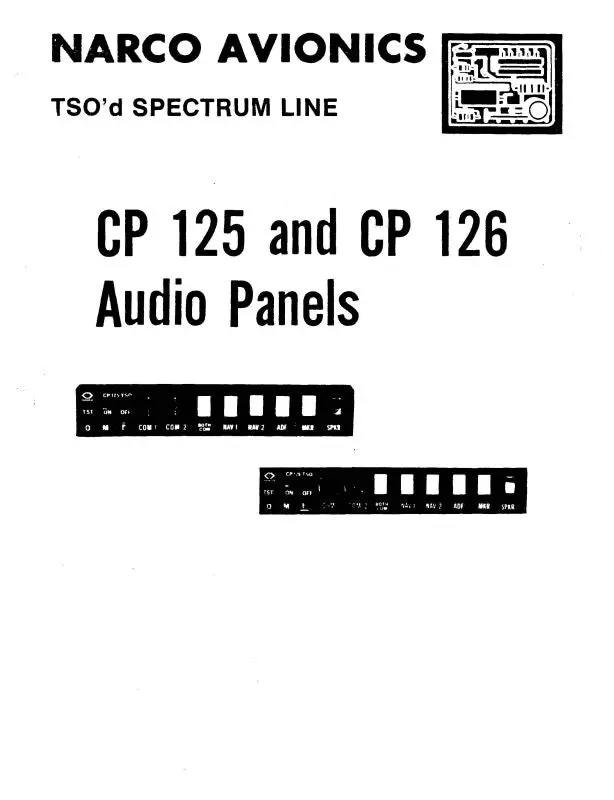 Narco Cp-125 & Cp-126 Audio Panels Installation Manual (Nrcp125,126-Inc) 1
