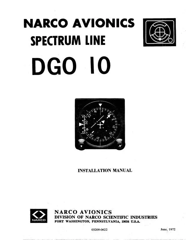 Narco Dgo10 Spectrum Line 1972 Installation Manual (03209-0622) 1