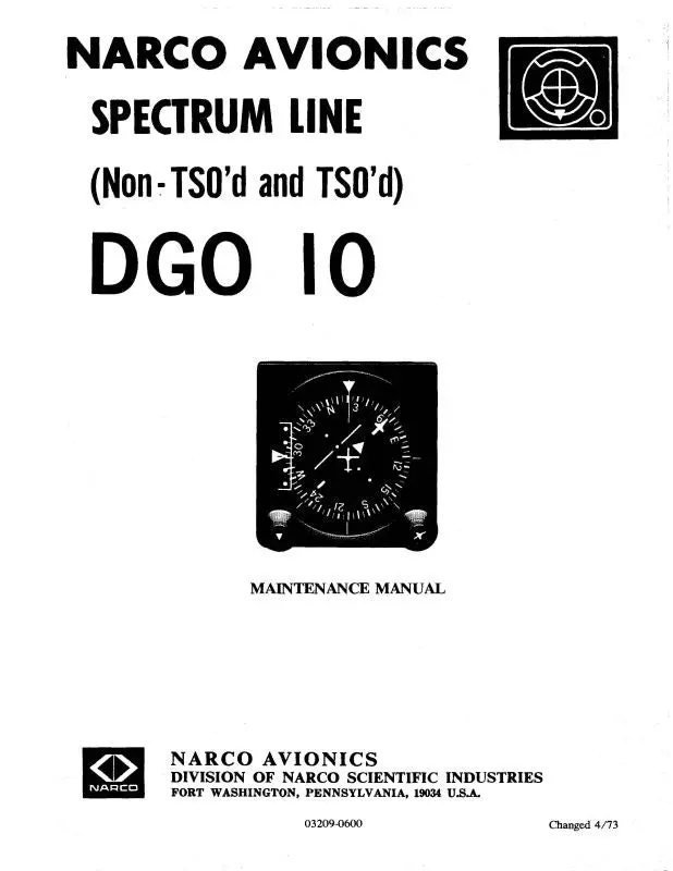 Narco Dgo10 Spectrum Line Maintenance-Installation Manual (03209-0600) 1