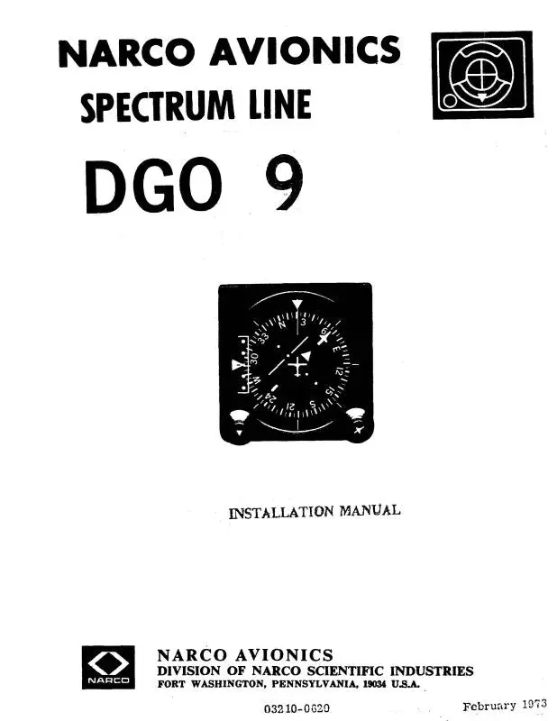 Narco Dgo9 Spectrum Line 1973 Installation Manual (03210-0620) 1