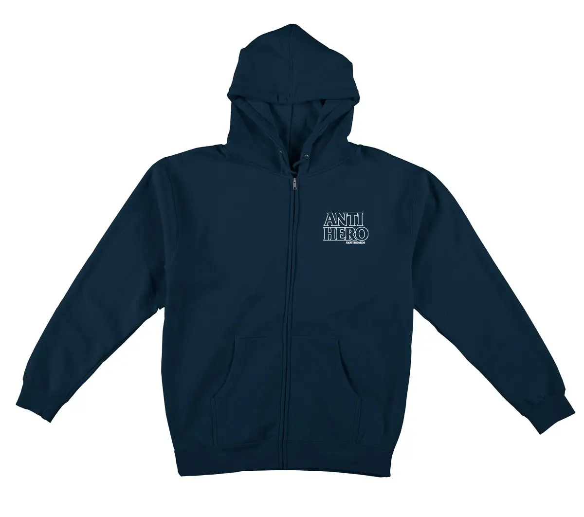 Anti Hero Lil Black Hero Outline Embroidered Zip Hoodie Navy 1