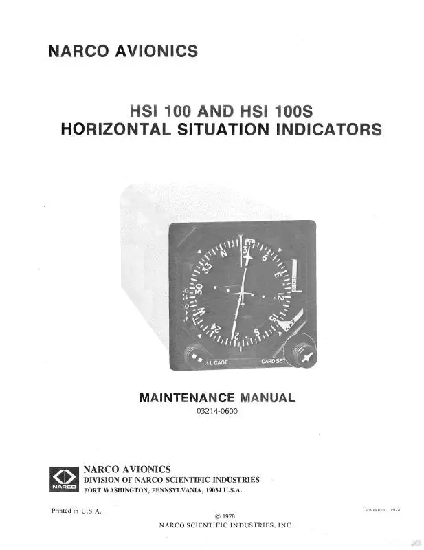 Narco Hsi 100 & Hsi 100S Maintenance Manual (03214-0600) 1