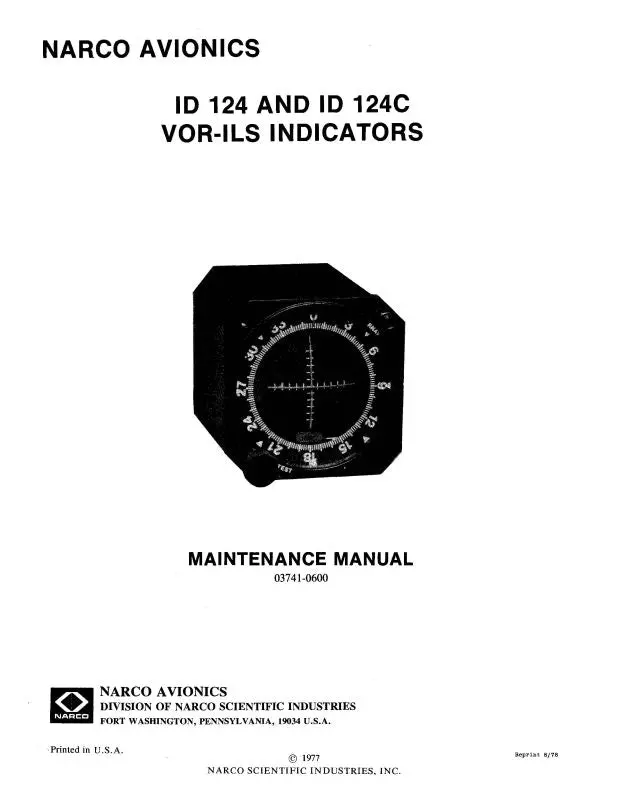 Narco Id 124 & Id 124C 1977 Maintenance Manual (03741-0600) 1