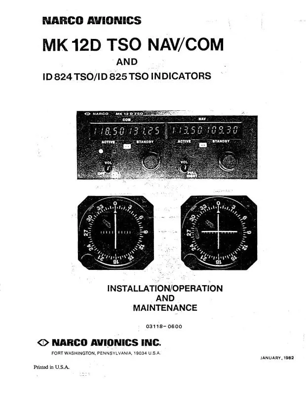 Narco Mark 12D Tso Nav-Com Maintenance, Operation, Installation (03118-0600) 1