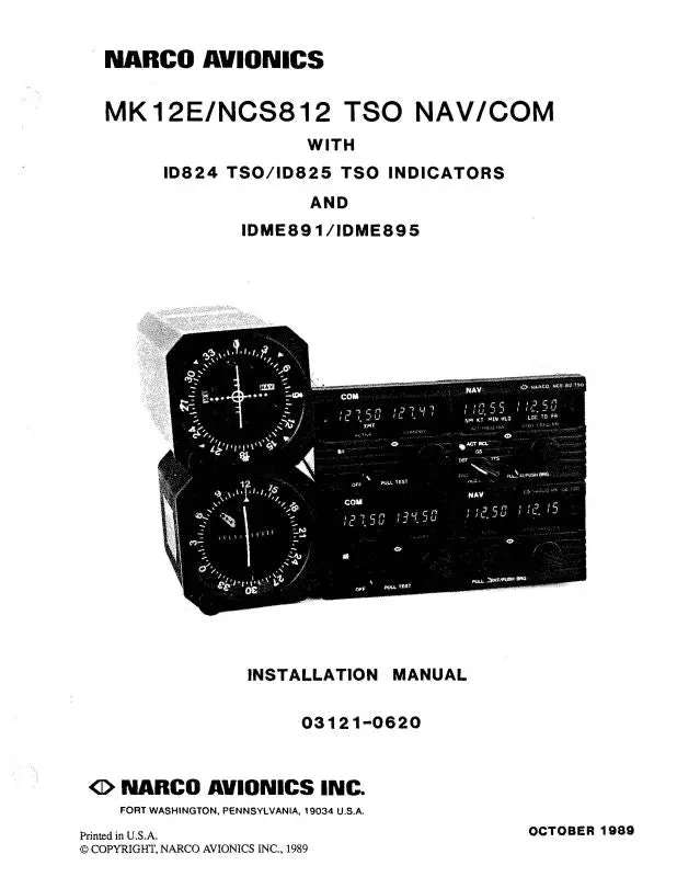 Narco Mk12e-Ncs812 Tso Nav-Com Installation Manual (03121-0600) 1
