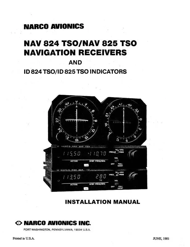 Narco Nav 824-825 Tso 1981 Maintenance Manual (03115-0600) 1