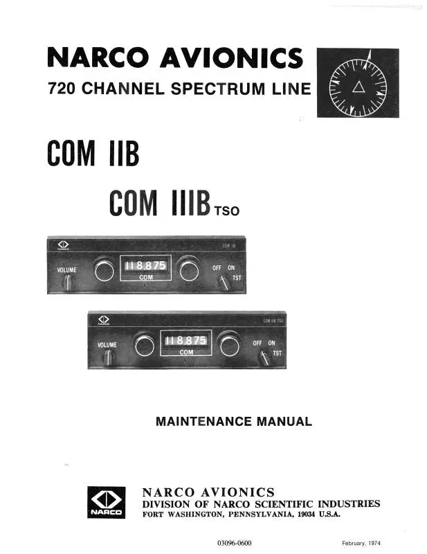 Narco Com Iib & Com Iii B Tso 1974 Maintenance Manual (03096-0600) 1