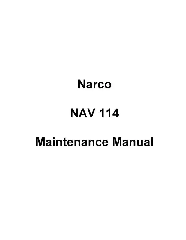 Narco Nav 114 Series Maintenance Manual (Nrnav114-M-C) 1
