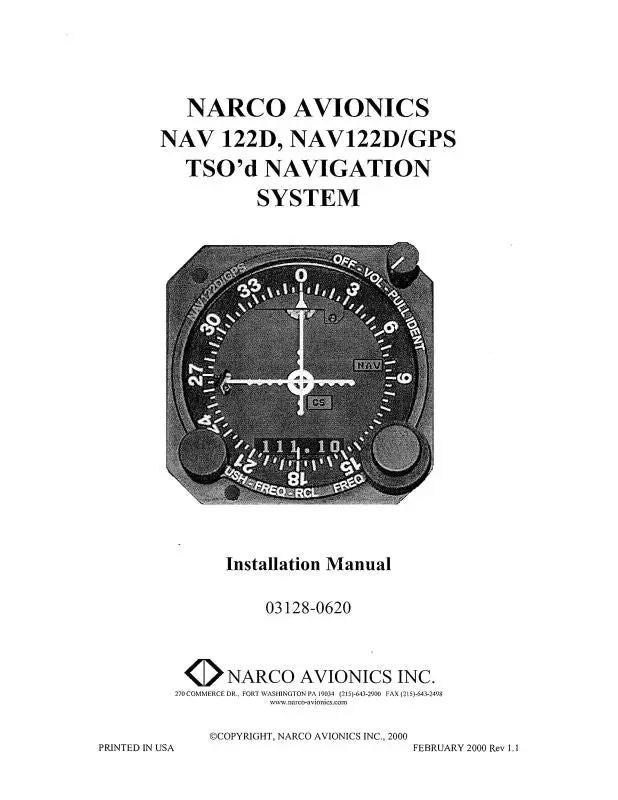 Narco Nav 122D Navigation System Installation Manual (03128-620) 1