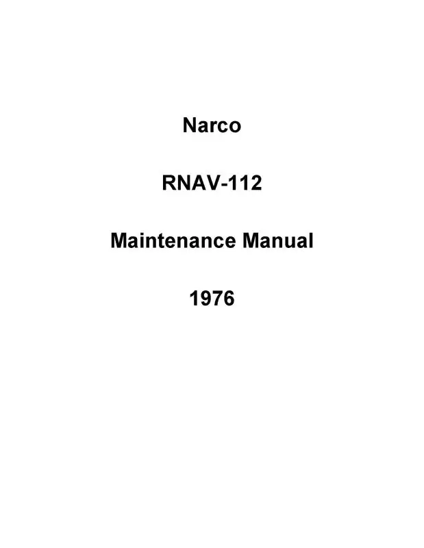 Narco Rnav-112 1976 Maintenance Manual (03213-0600) 1