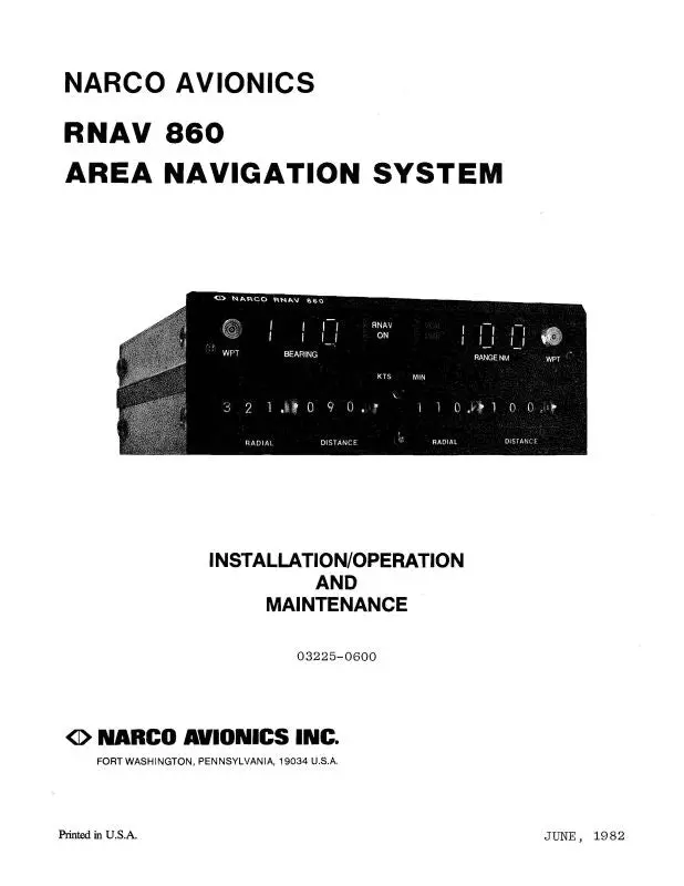 Narco Rnav 860 1982 Installation-Operation & Maintenance (03225-0600) 1