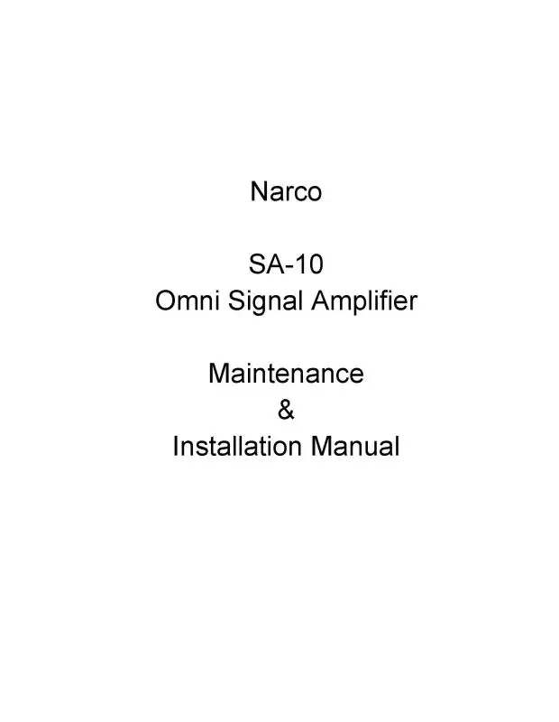 Narco Sa-10 Omni Signal Amplifier Maintenance & Installation Manual (3706-601,621) 1