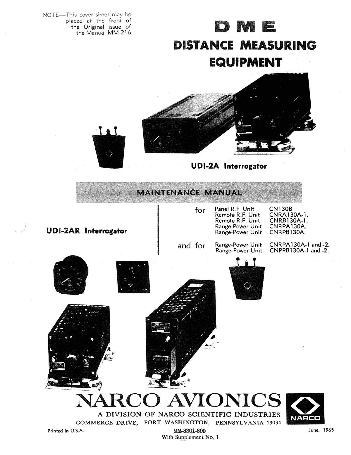Narco Udi-2A & Udi-2Ar Interrogators Maintenance Manual (Mm-3301-600) 1
