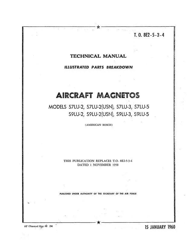 American Bosch S7lu, S9lu, -2,-3,-5 Magnetos Parts Catalog (8E2-5-3-4) 1