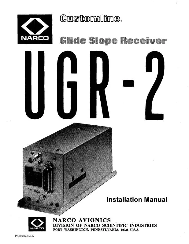 Narco Ugr-2 Glide Slope Receiver Installation Manual (3502-622) 1