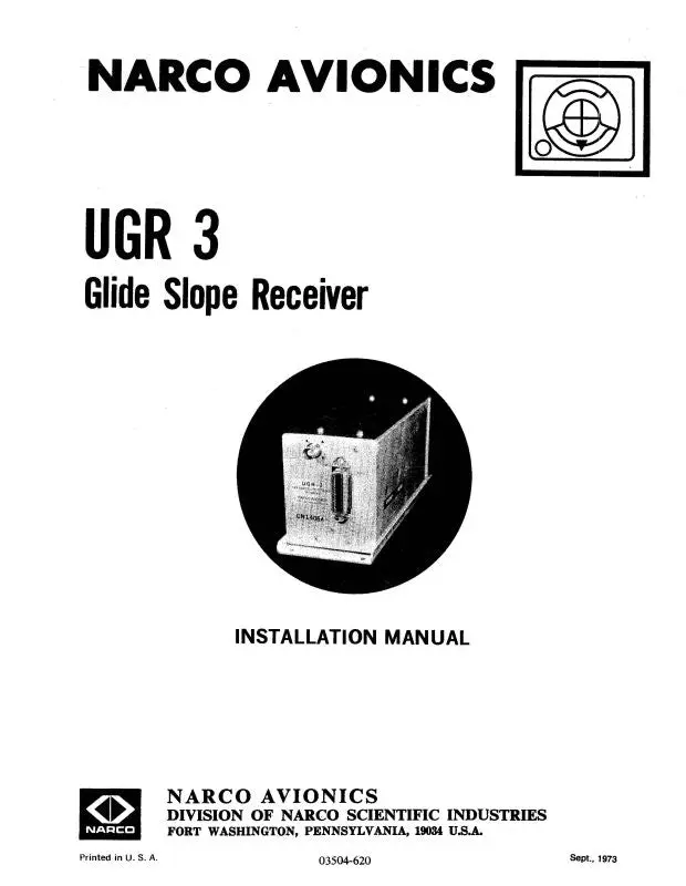 Narco Ugr-3 Glide Slope Receiver1973 Installation Manual (03504-620) 1