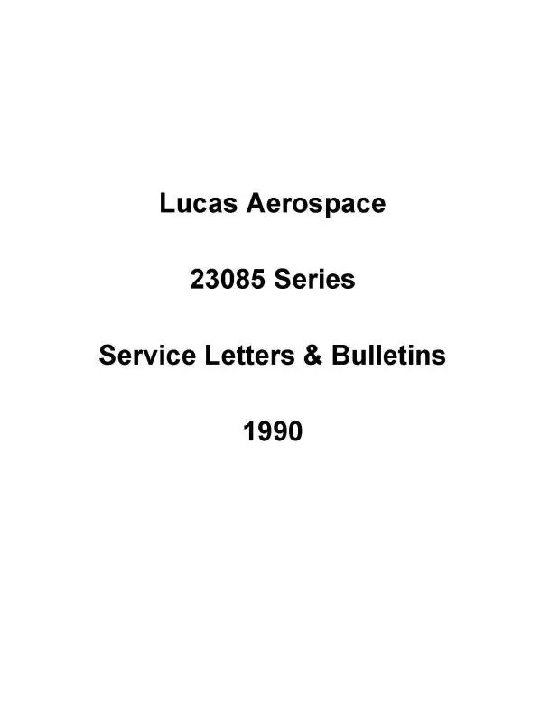 Lucas Aerospace 23085 Series 1990 Service Letters, Bulletins (Lc23085001-90-S) 1