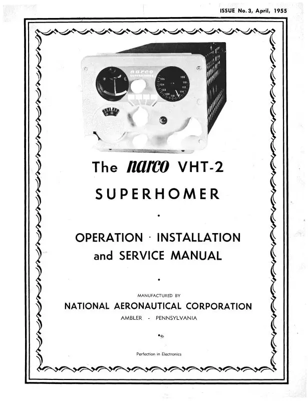 Narco Vht-2 Superhomer 1955 Operation, Installation And Maintenance Manual (Nrvht2-55-Op-C) 1