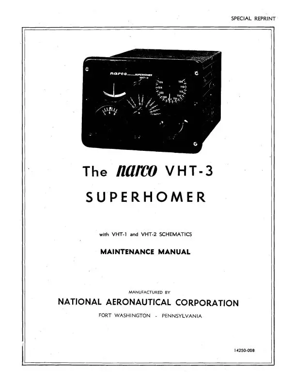 Narco Vht-3 Superhomer Maintenance Manual (14250-008) 1