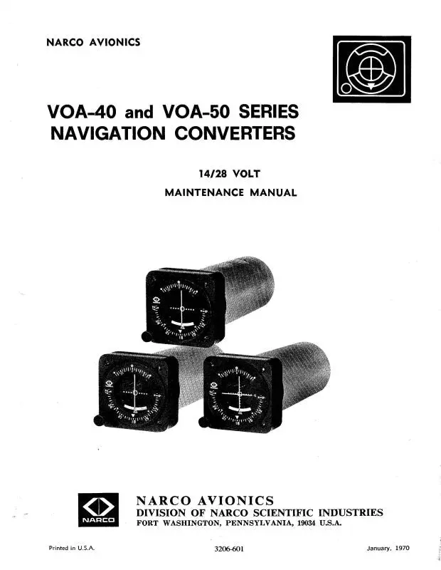 Narco Voa40-50 Nav Converters 1970 Maintenance Manual (3206-601) 1