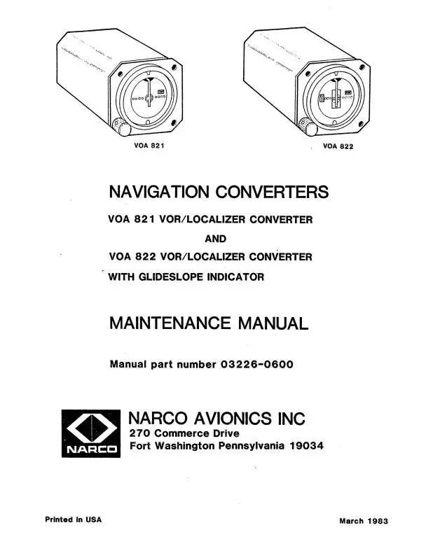 Narco Voa 821,822 1983 Maintenance Manual (03226-0600) 1