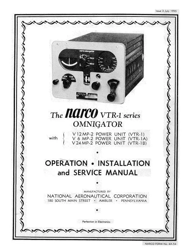 Narco Vtr-1 Omnigator 1954 Operation, Installation, And Maintenance Manual (Nrvtr1-54-Op-C) 1