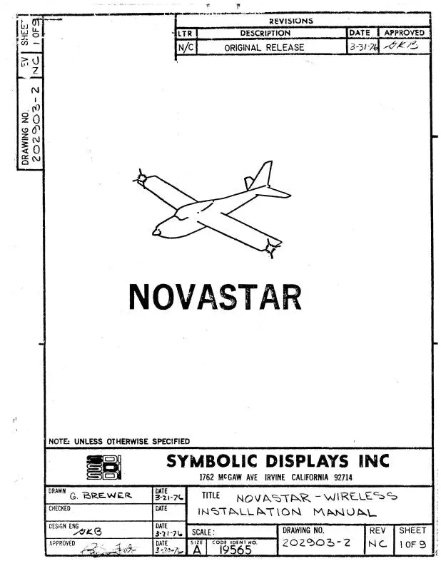 Nova-Tech, Inc. Novastar Series 1976 Installation Manual (202903-2In) 1