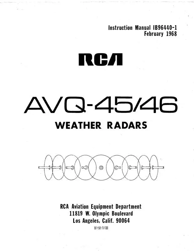 Rca - Primus - Honeywell - Sperry Avq-45-46 Weather Radars Maintenance Manual (1B96440-1) 1