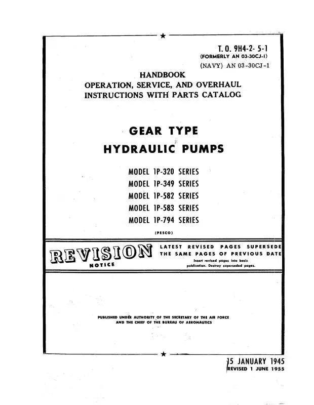 Pesco 1P-320, -349, -582, -583, -794 Operation, Service, Overhaul, Parts (9H4-2-5-1) 1