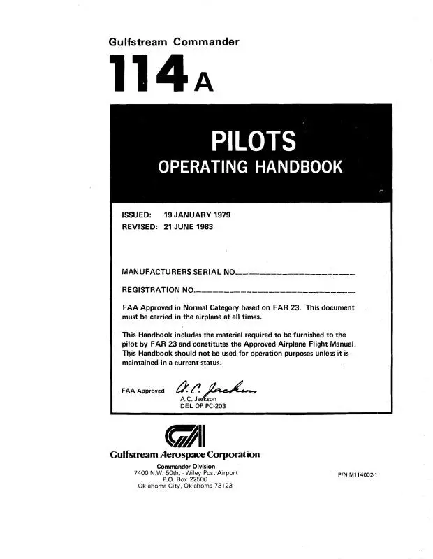 Aero Commander 114A 1979 Pilot's Operating Handbook (M114002-1) 1
