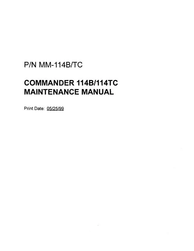 Aero Commander 114B. 114Tc Commander 1999 Maintenance Manual 1