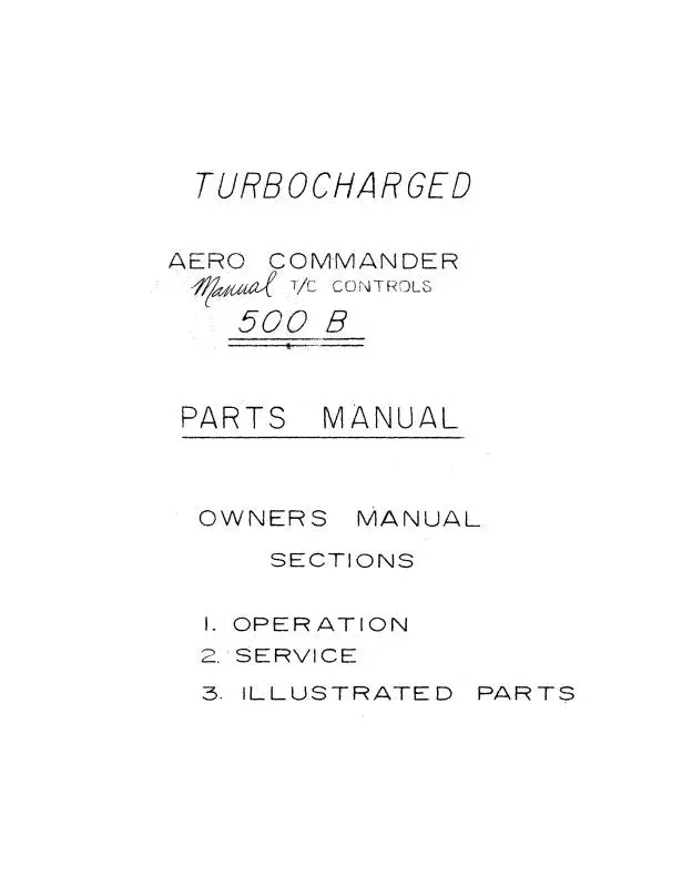 Aero Commander 500B Turbocharged Parts-Owners (Ac500b-P-C) 1
