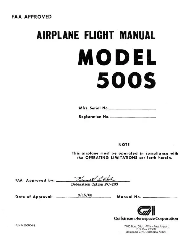 Aero Commander 500S  1968 Flight Manual (M500004-1) 1